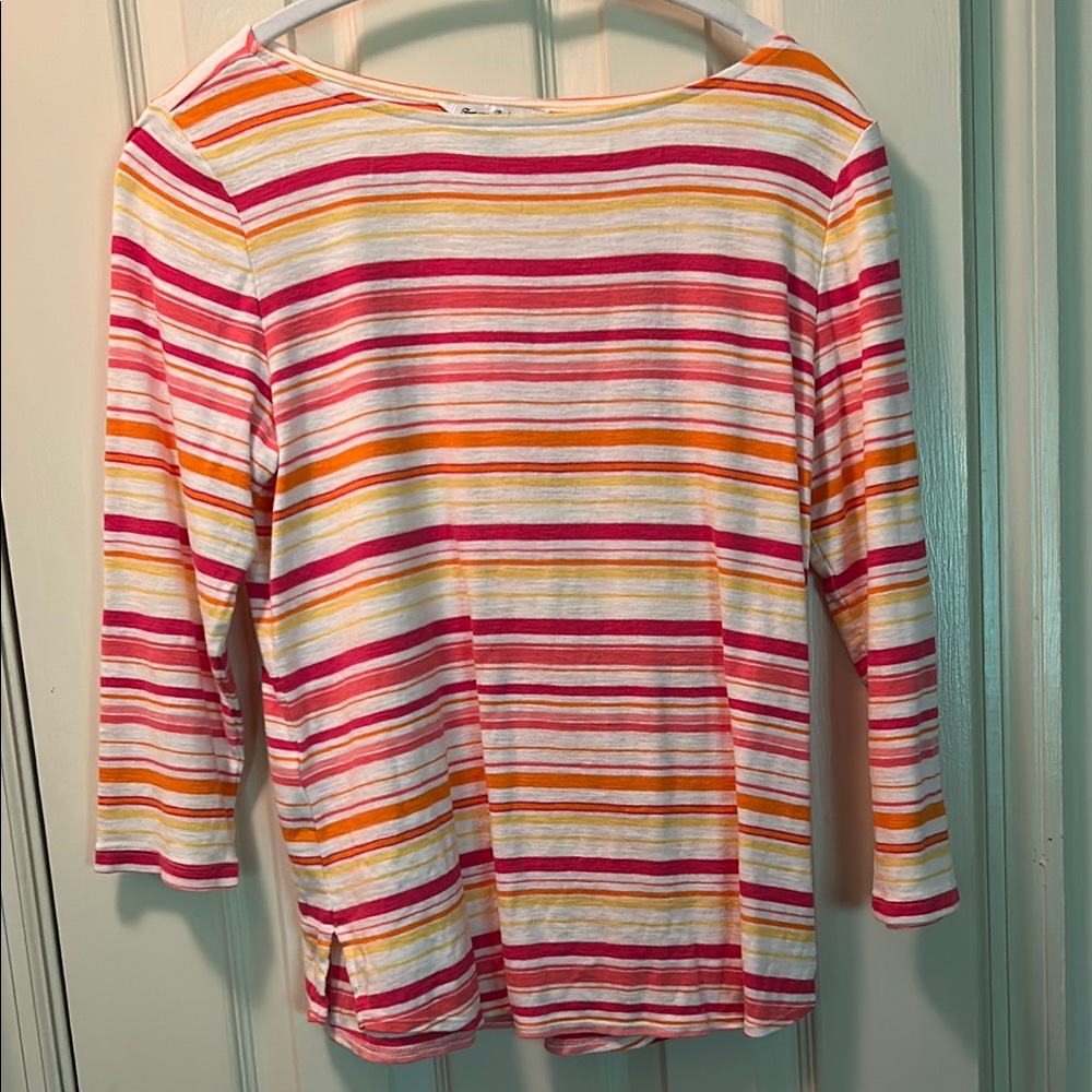 Tommy Bahama Pink and Orange Striped Top